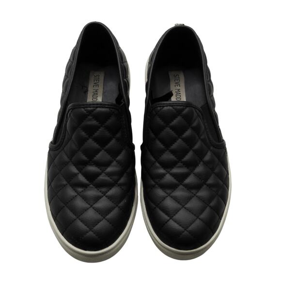 Steve Madden Ecentrcq Black Quilted Leather Sneakers Size 8 Chunky Platform - Picture 4 of 12